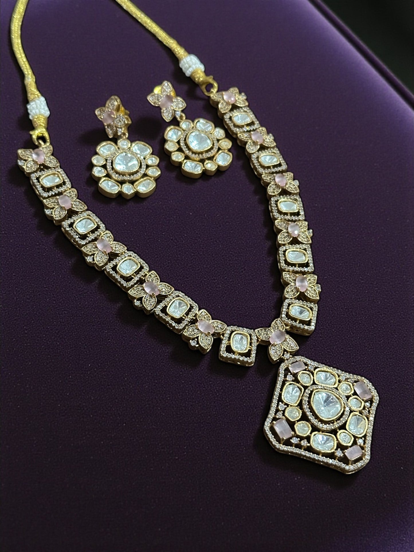 Roselle Moissanite Victorian Necklace Set