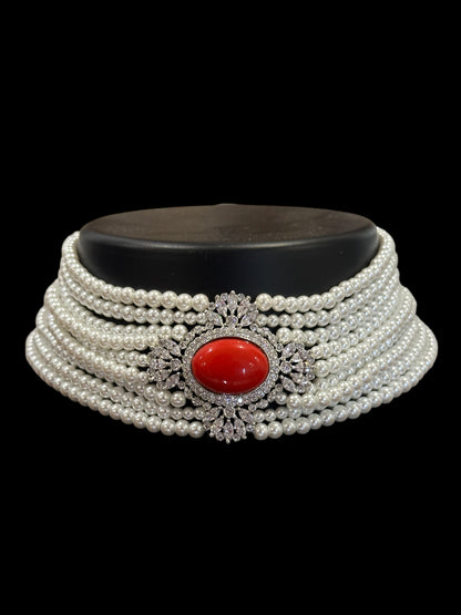 Vermilion Pearl Collar Set
