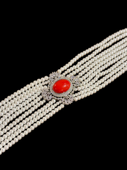 Vermilion Pearl Collar Set