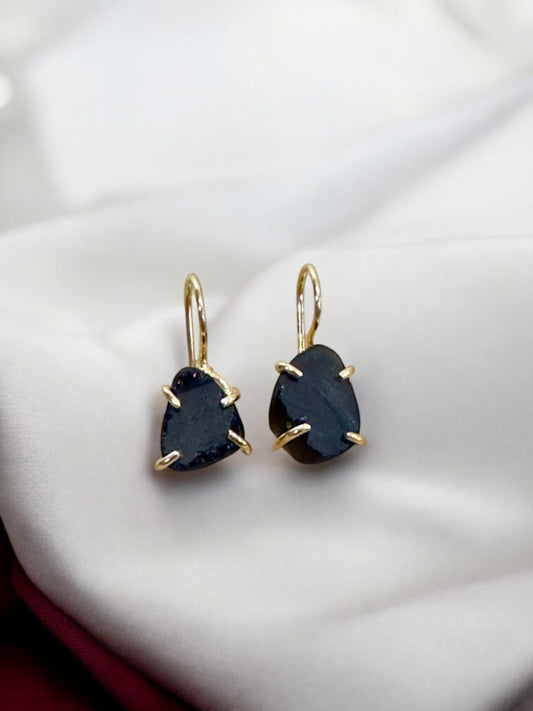Black Tourmaline Stone Saisha Drop Studs