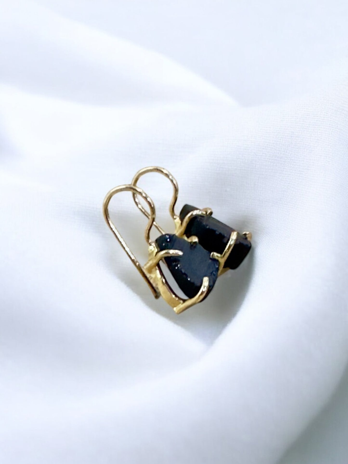Black Tourmaline Stone Saisha Drop Studs
