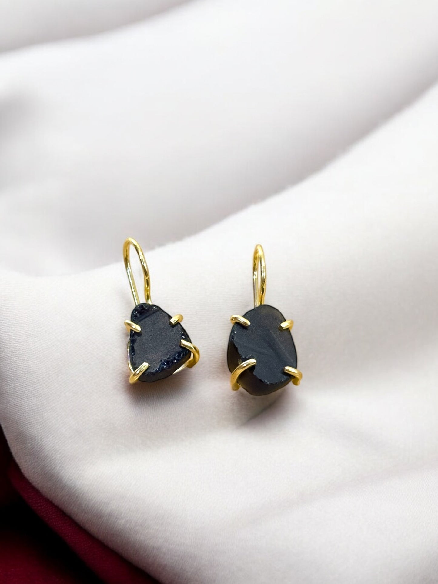 Black Tourmaline Stone Saisha Drop Studs