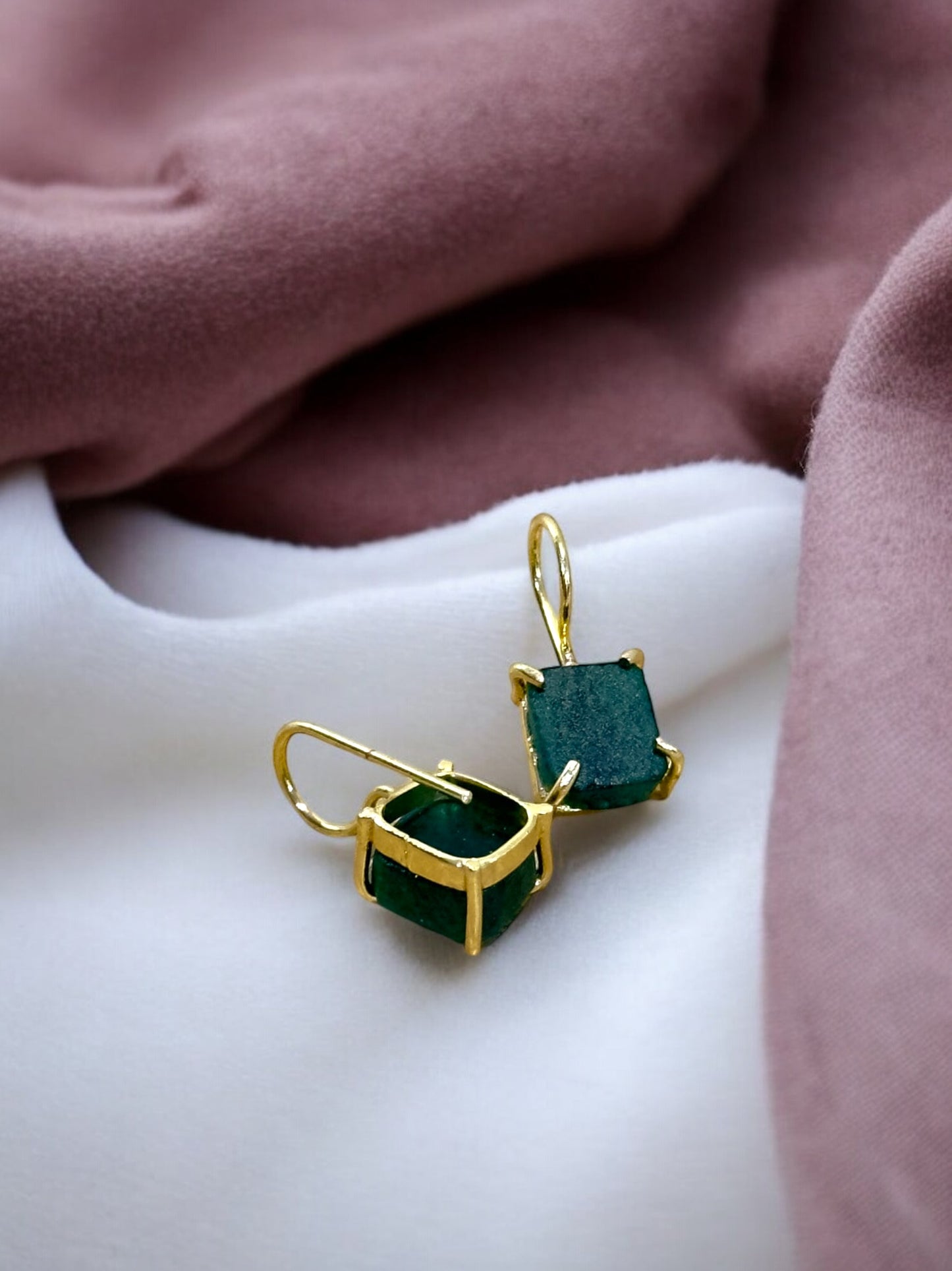 Green Aventurine Stone Saisha Drop Studs