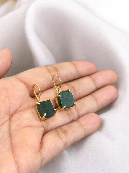 Green Aventurine Stone Saisha Drop Studs