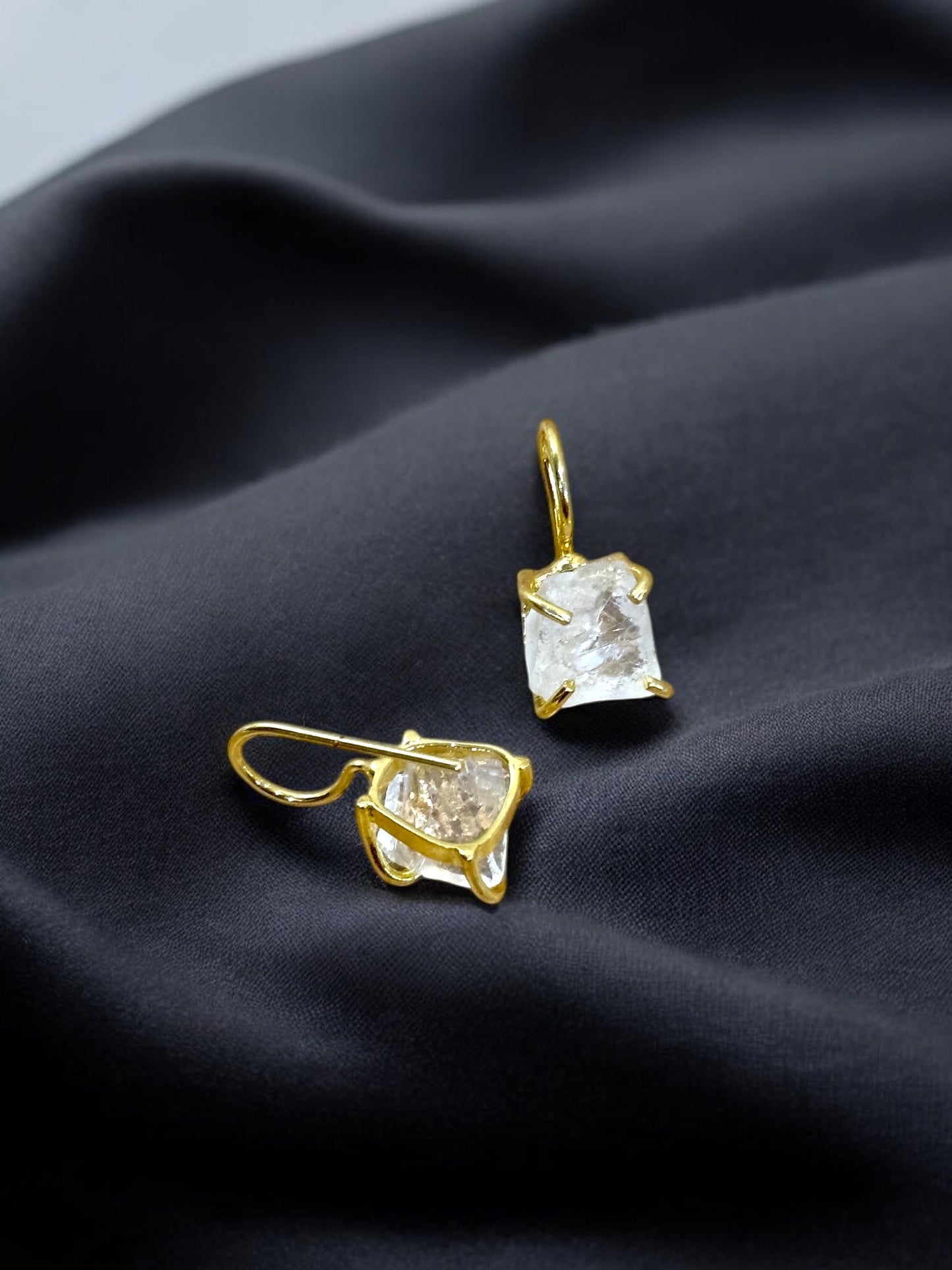 Clear Quartz Stone Saisha Drop Studs