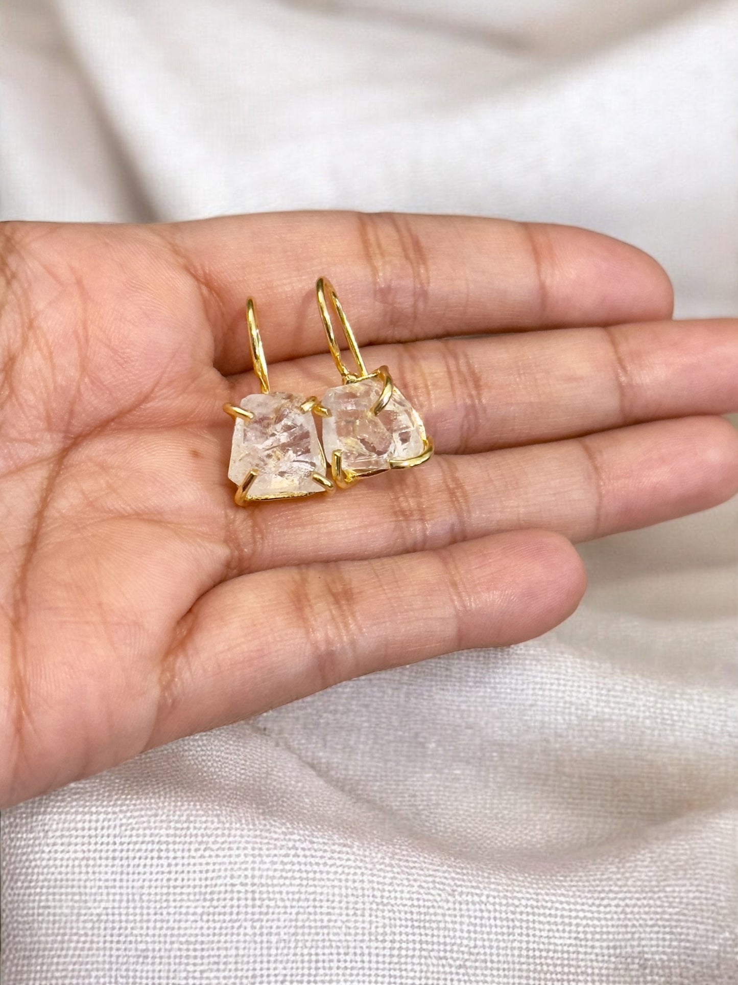 Clear Quartz Stone Saisha Drop Studs