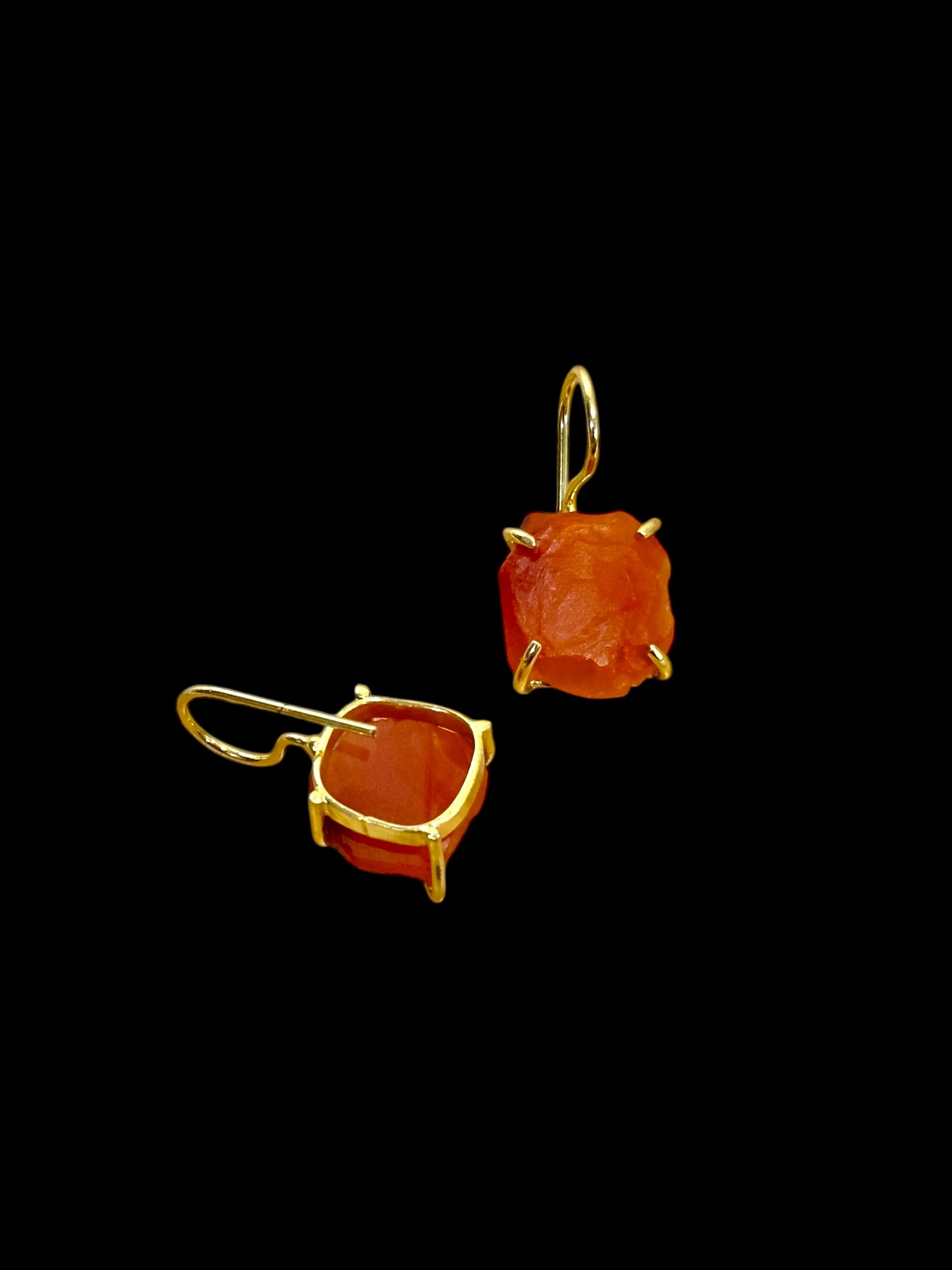 Dark Orange Carnelian Stone Saisha Drop Studs