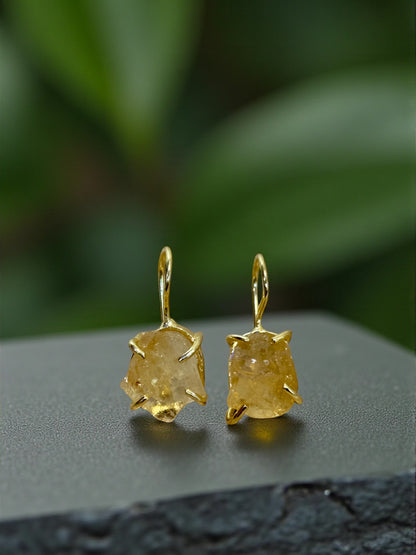 Yellow Citrine Stone Saisha Drop Studs