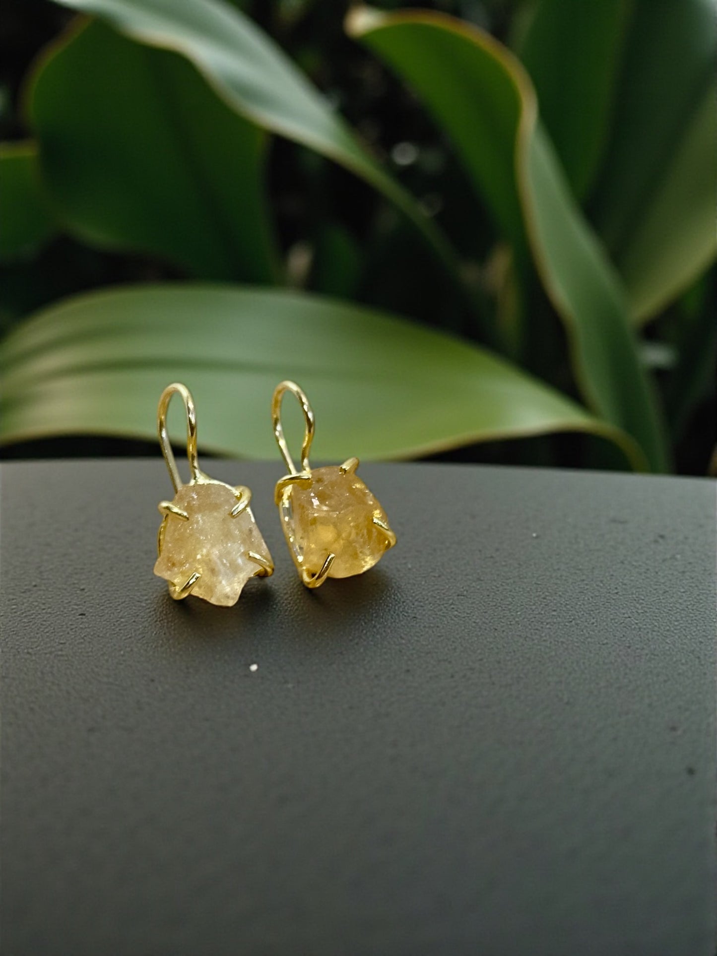Yellow Citrine Stone Saisha Drop Studs