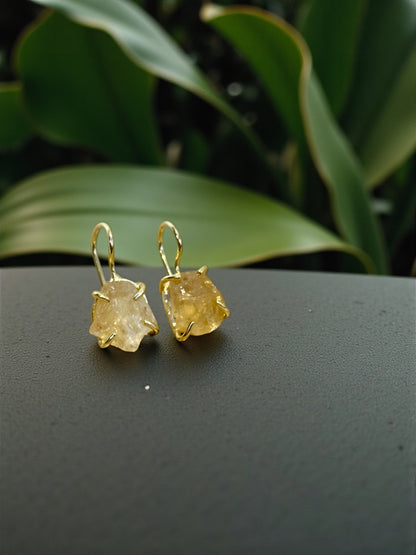 Yellow Citrine Stone Saisha Drop Studs