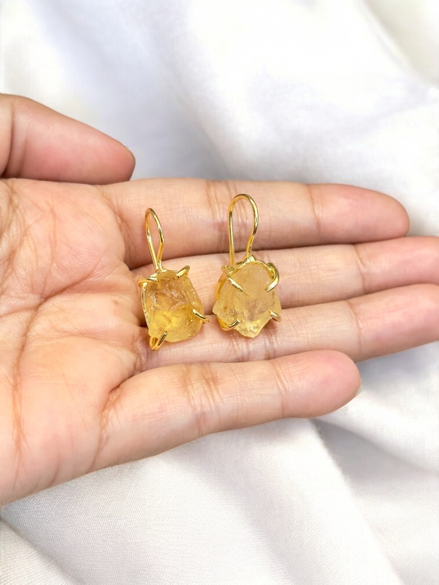 Yellow Citrine Stone Saisha Drop Studs
