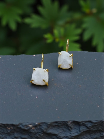 White Moonstone Saisha Stone Drop Studs
