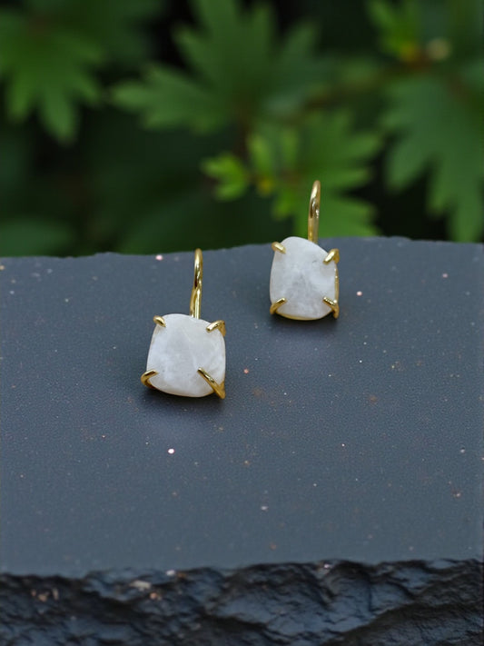 White Moonstone Saisha Stone Drop Studs