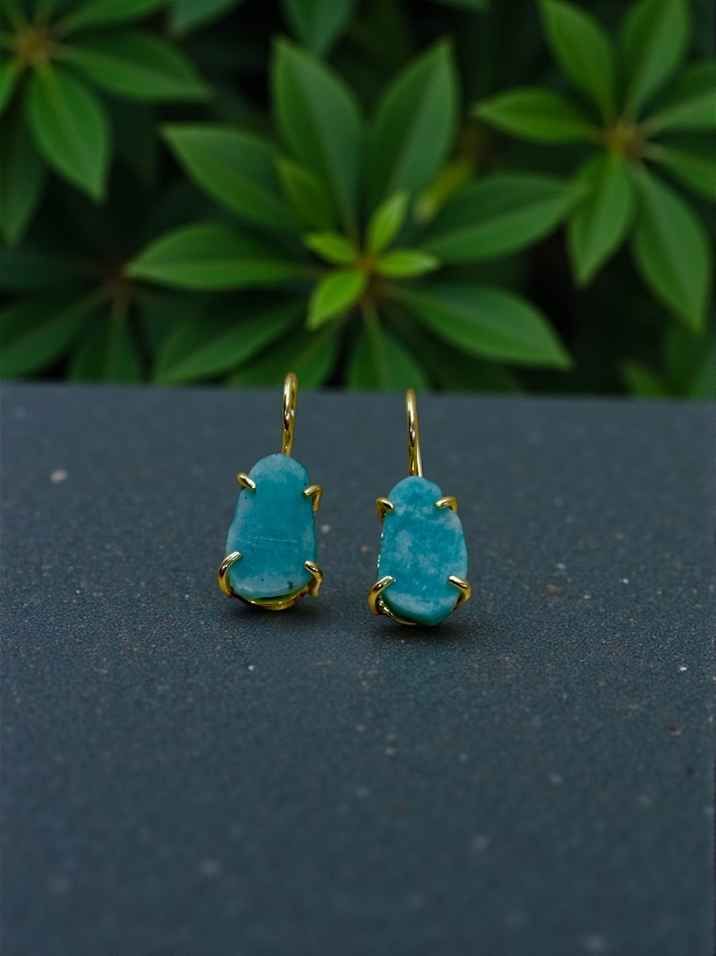 Blue Amazonite Saisha Stone Drop Studs