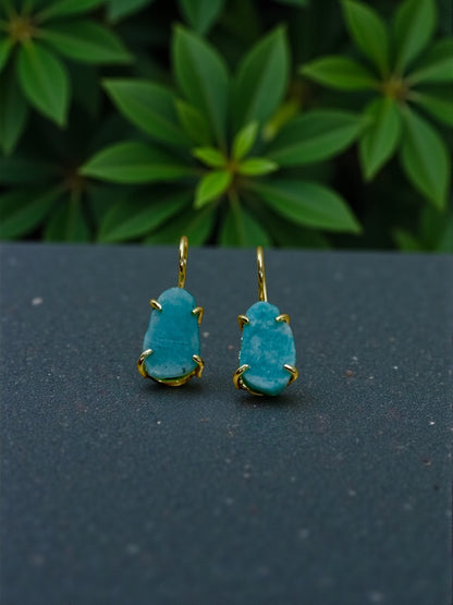 Blue Amazonite Saisha Stone Drop Studs