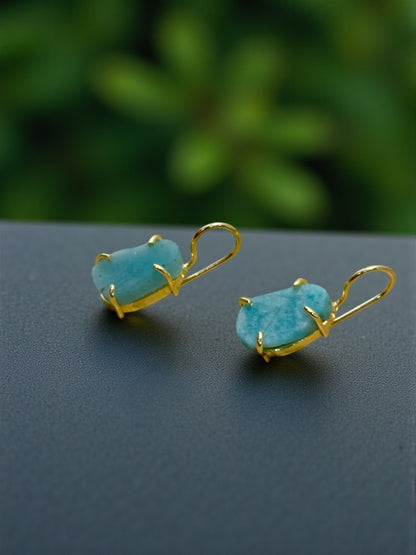Blue Amazonite Saisha Stone Drop Studs