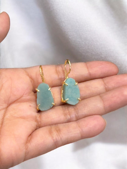 Blue Amazonite Saisha Stone Drop Studs