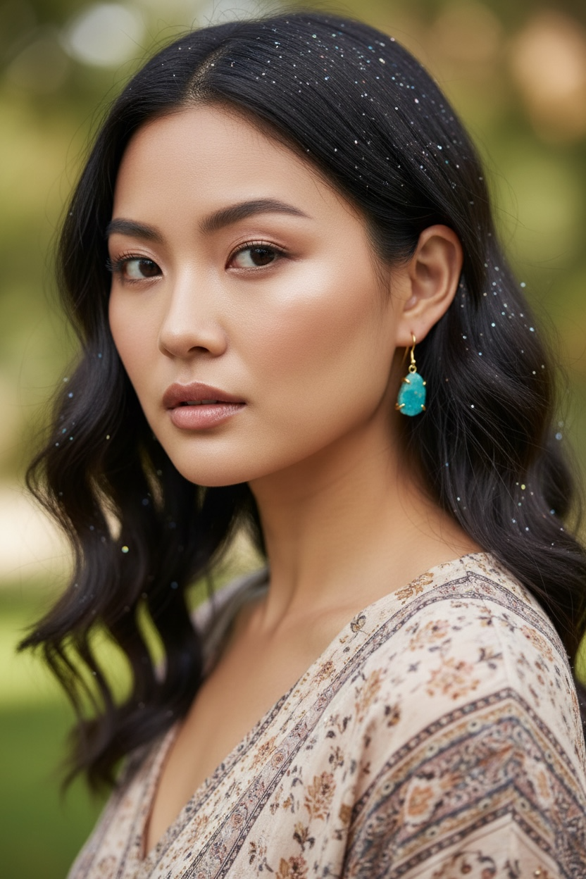 Blue Amazonite Saisha Stone Drop Studs