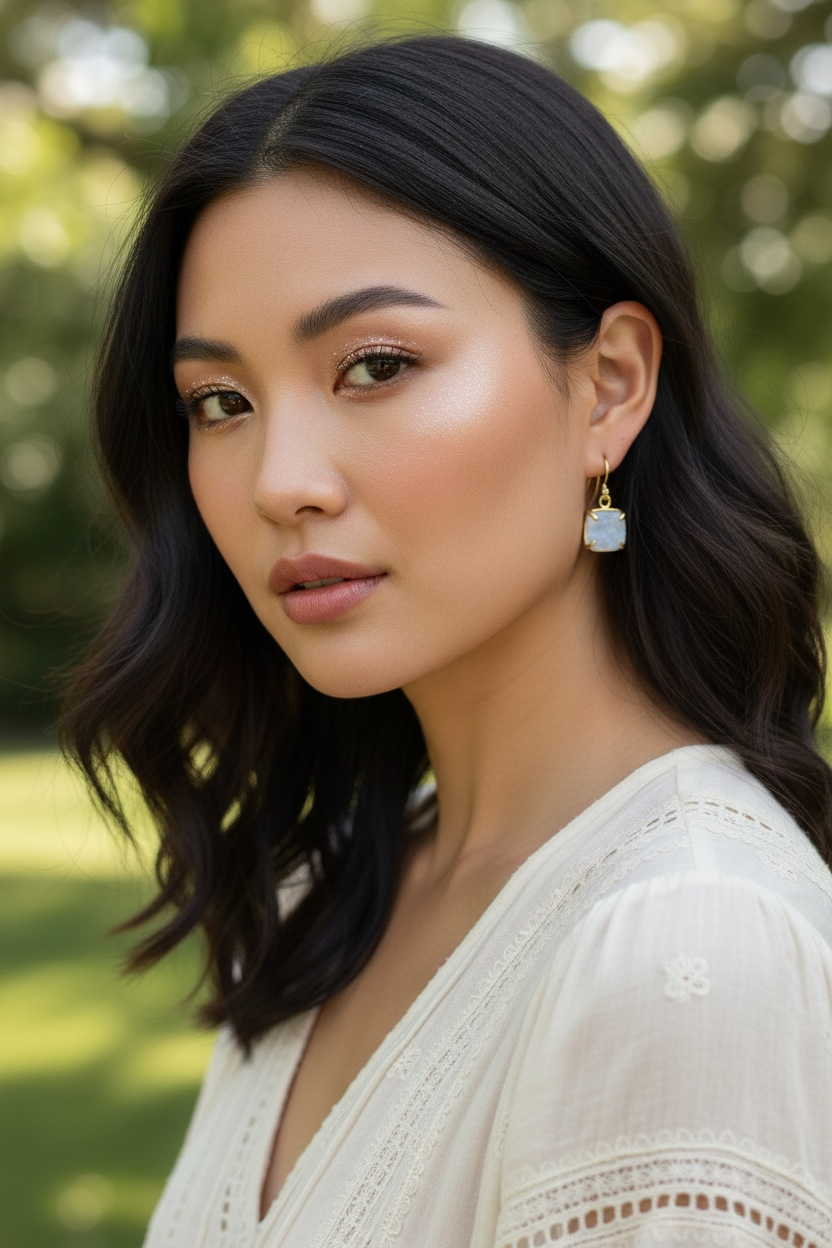 White Moonstone Saisha Stone Drop Studs