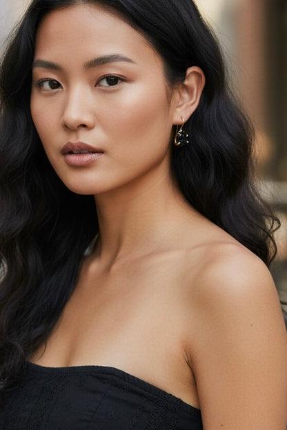 Black Tourmaline Stone Saisha Drop Studs