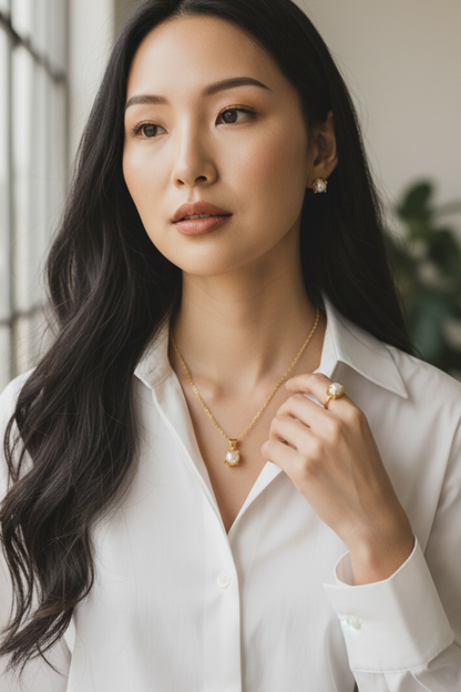 4 PCS Freshwater Pearl Pendant Set