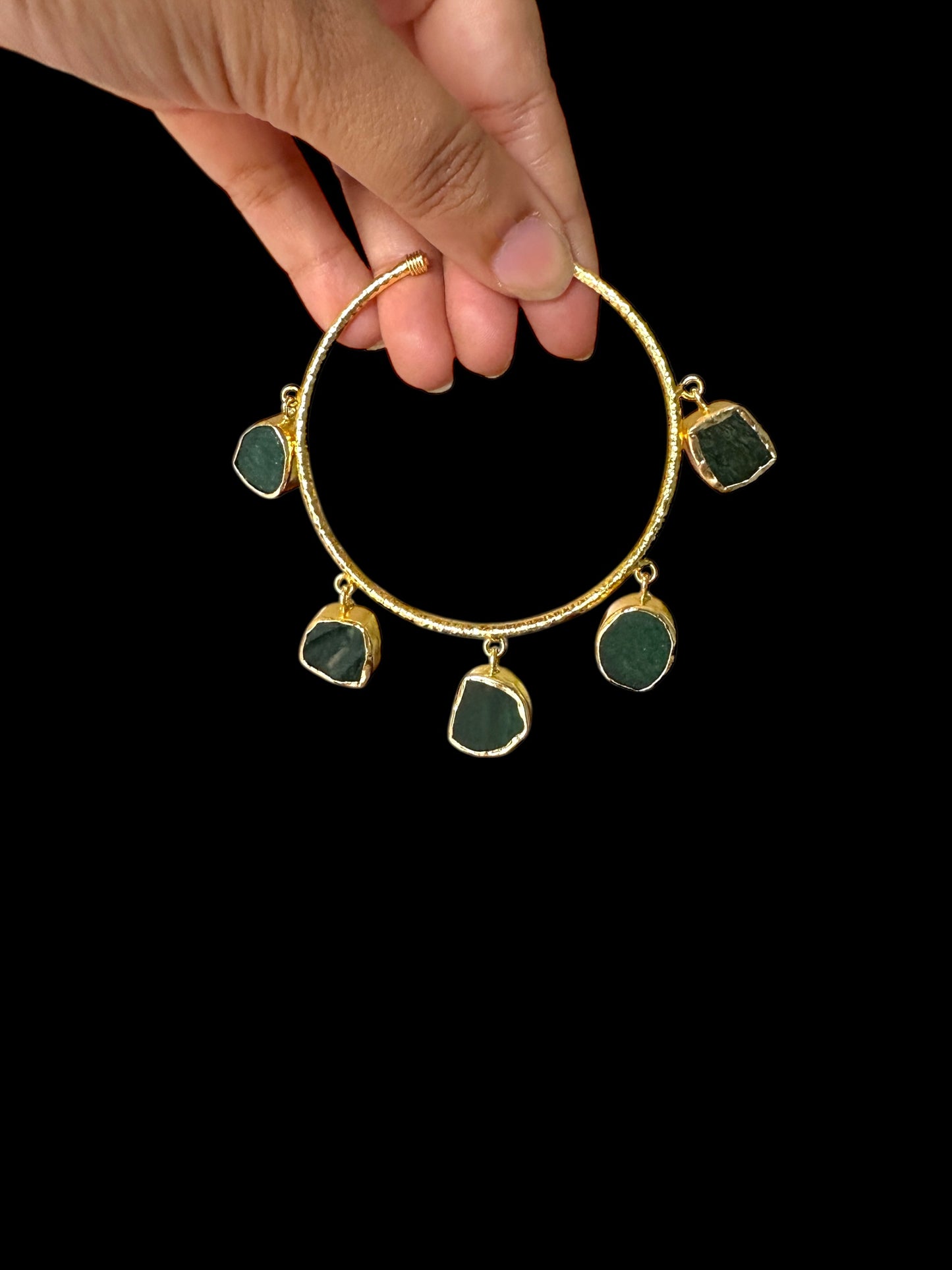 Green Aventurine Charms Bangle