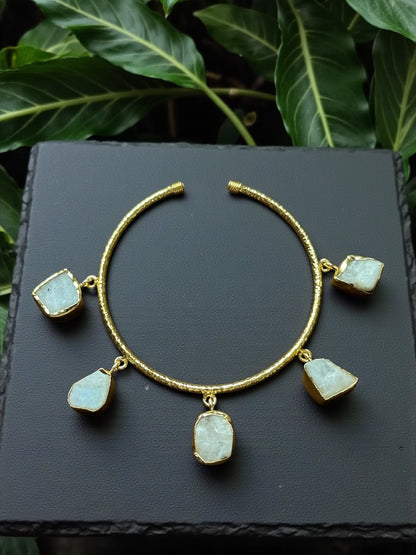 White Moonstone Charms Bangle