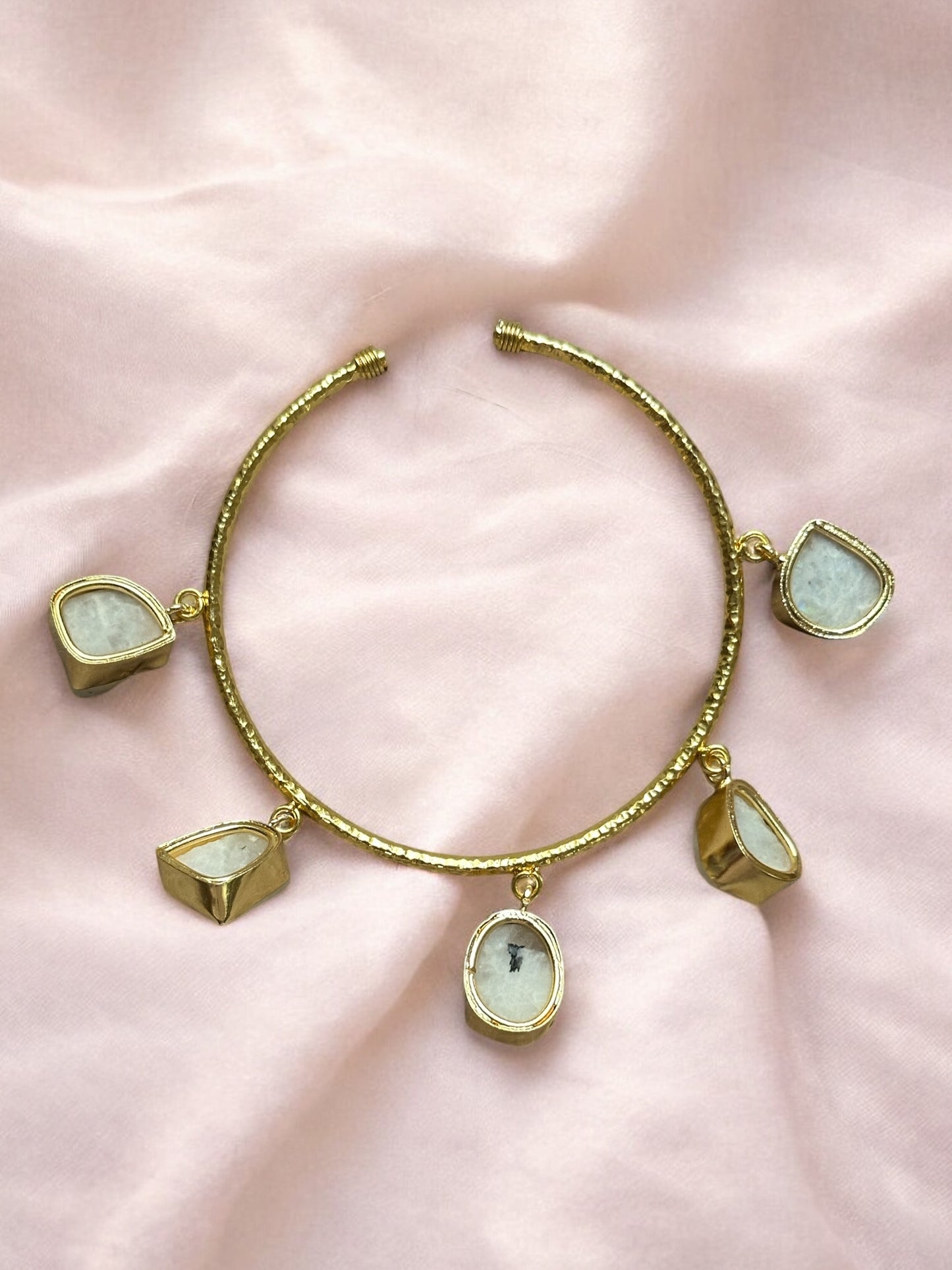 White Moonstone Charms Bangle