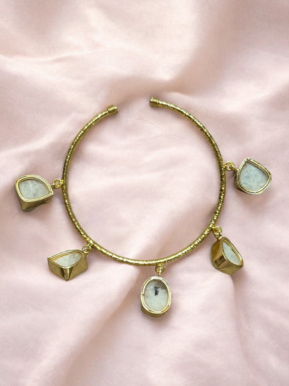 White Moonstone Charms Bangle