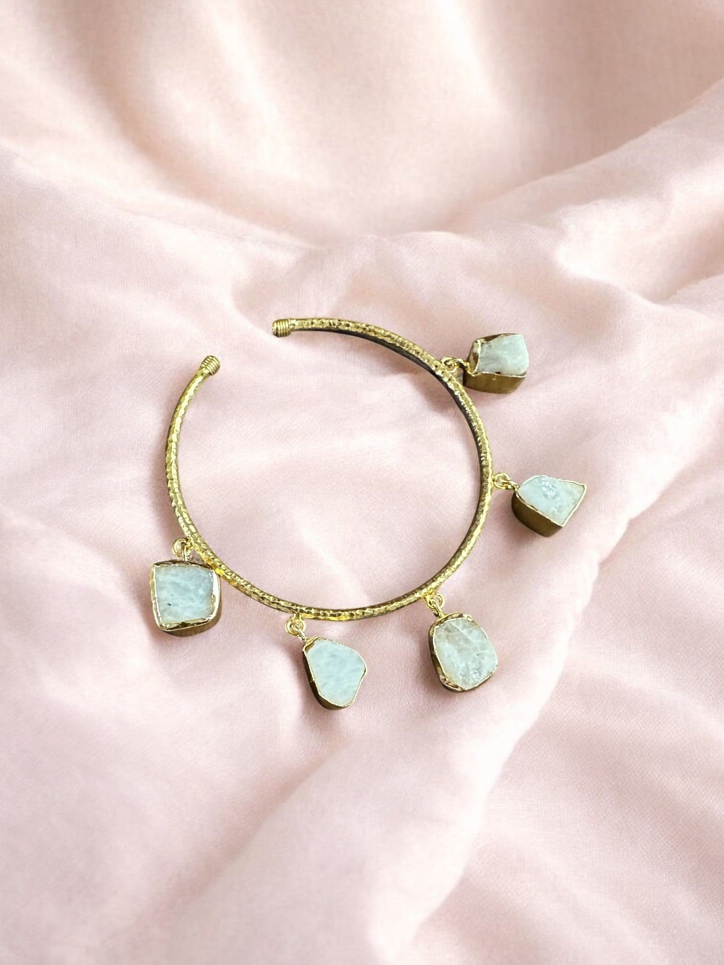 White Moonstone Charms Bangle