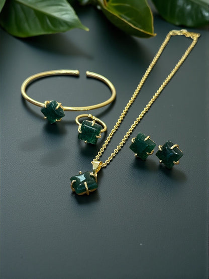 5 PCS Aventurine Pendent Set with Ring and Bracelet