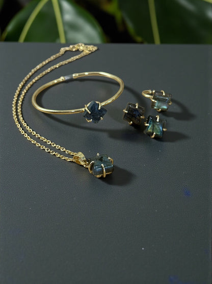 5 PCS Labradorite Pendent Set with Ring and Bracelet