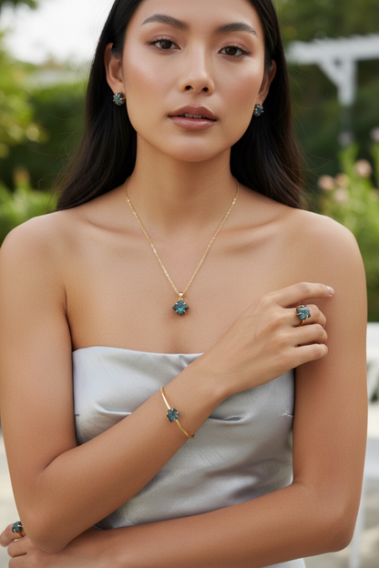 5 PCS Labradorite Pendent Set with Ring and Bracelet