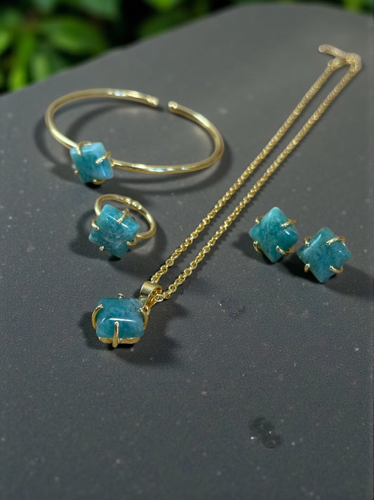 5 PCS Amazonite Pendent Set with Ring and Bracelet