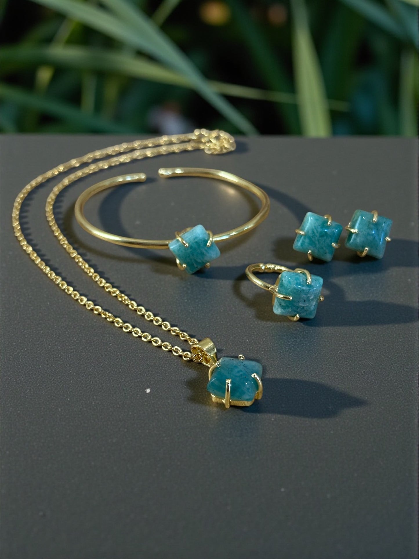5 PCS Amazonite Pendent Set with Ring and Bracelet