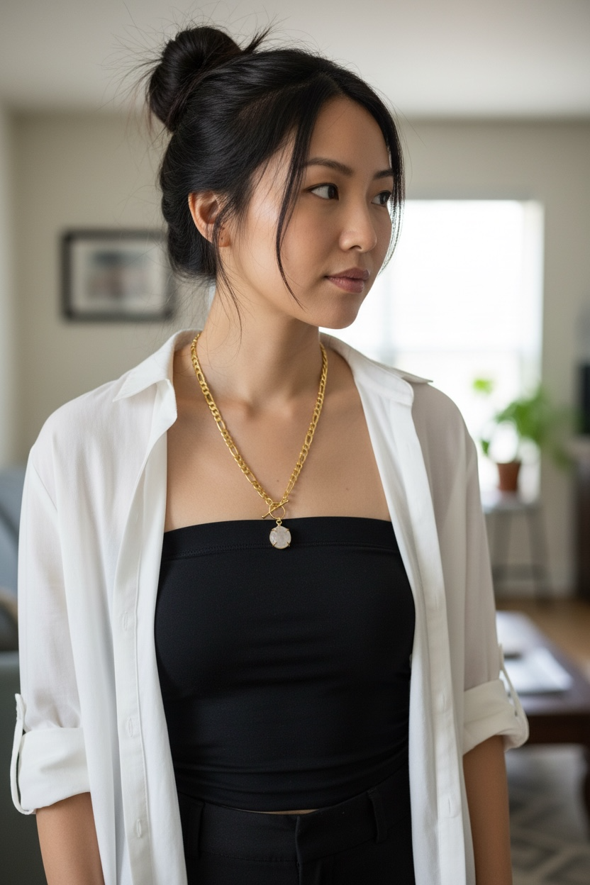 Mono Gemstone Clasp Pendent