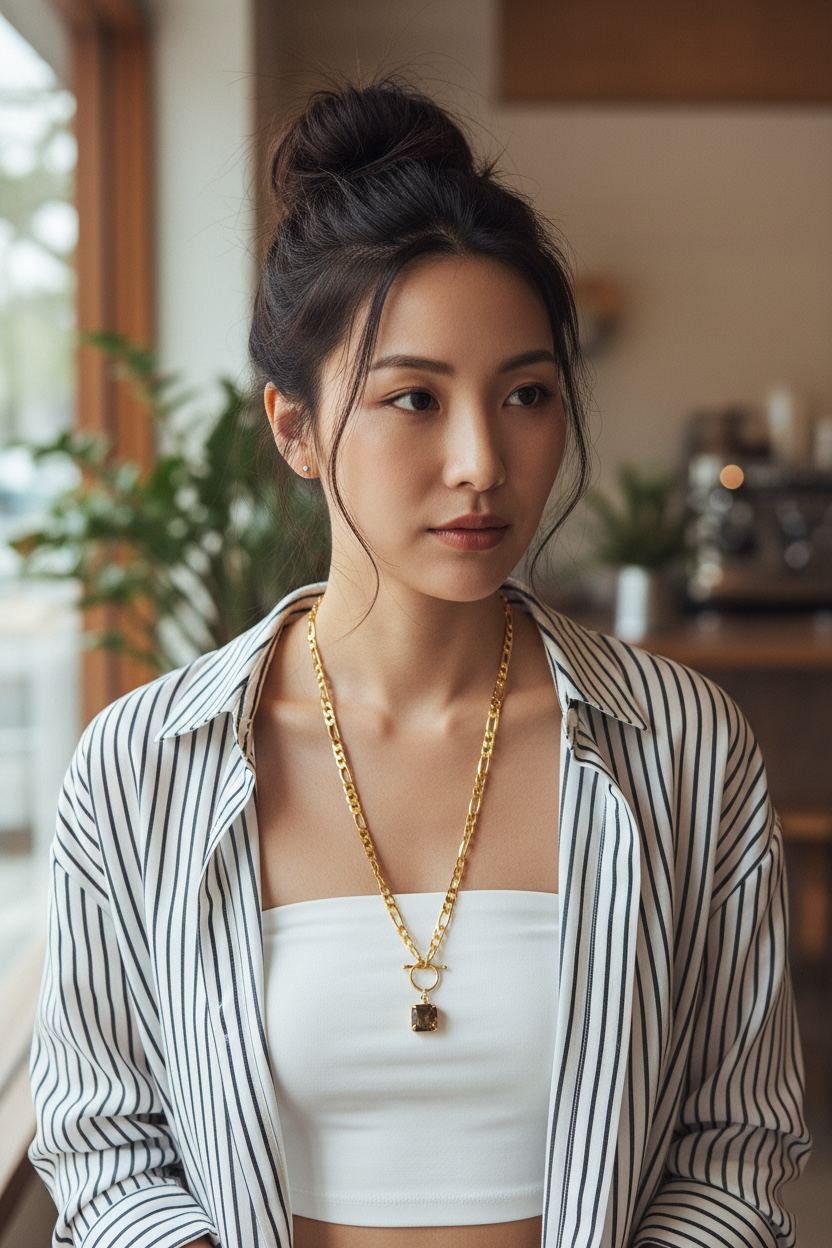 Mono Gemstone Clasp Pendent