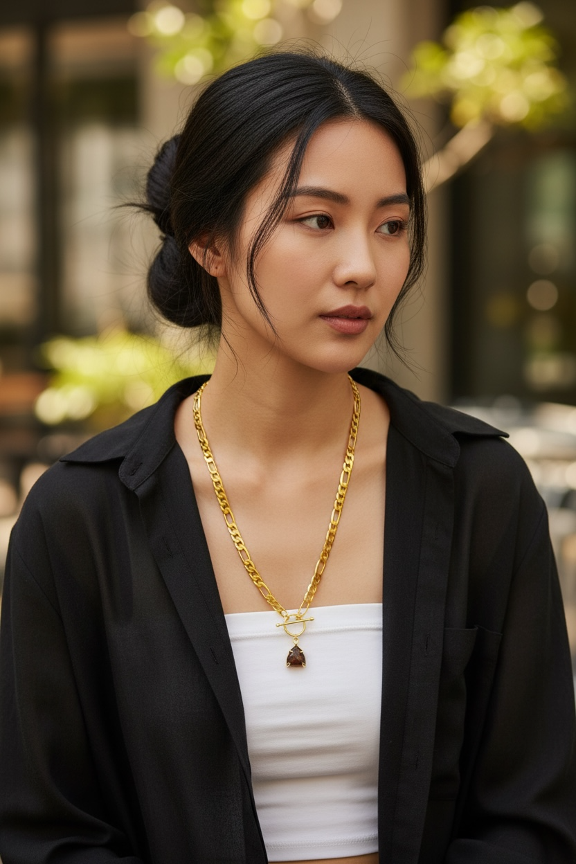 Mono Gemstone Clasp Pendent