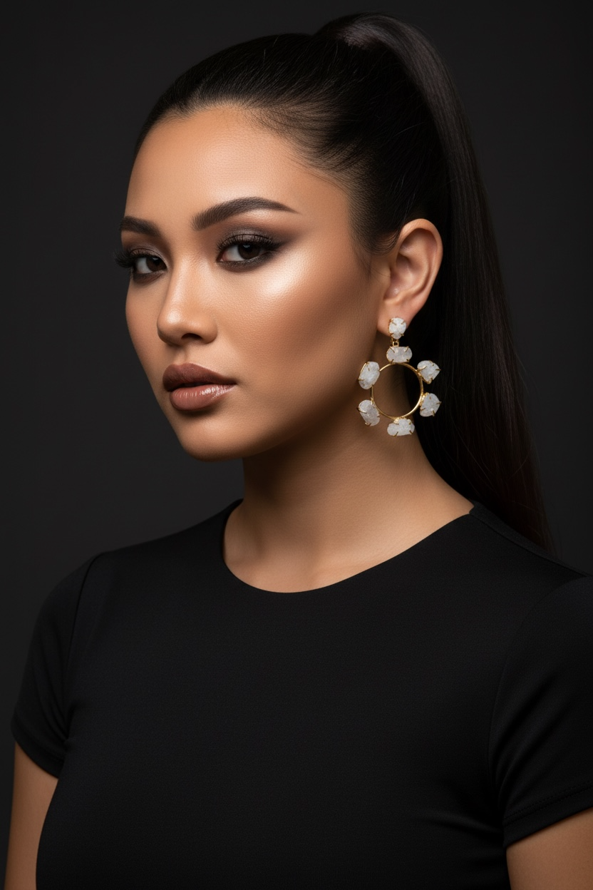 White Moonstone Chakra Dangler Earrings