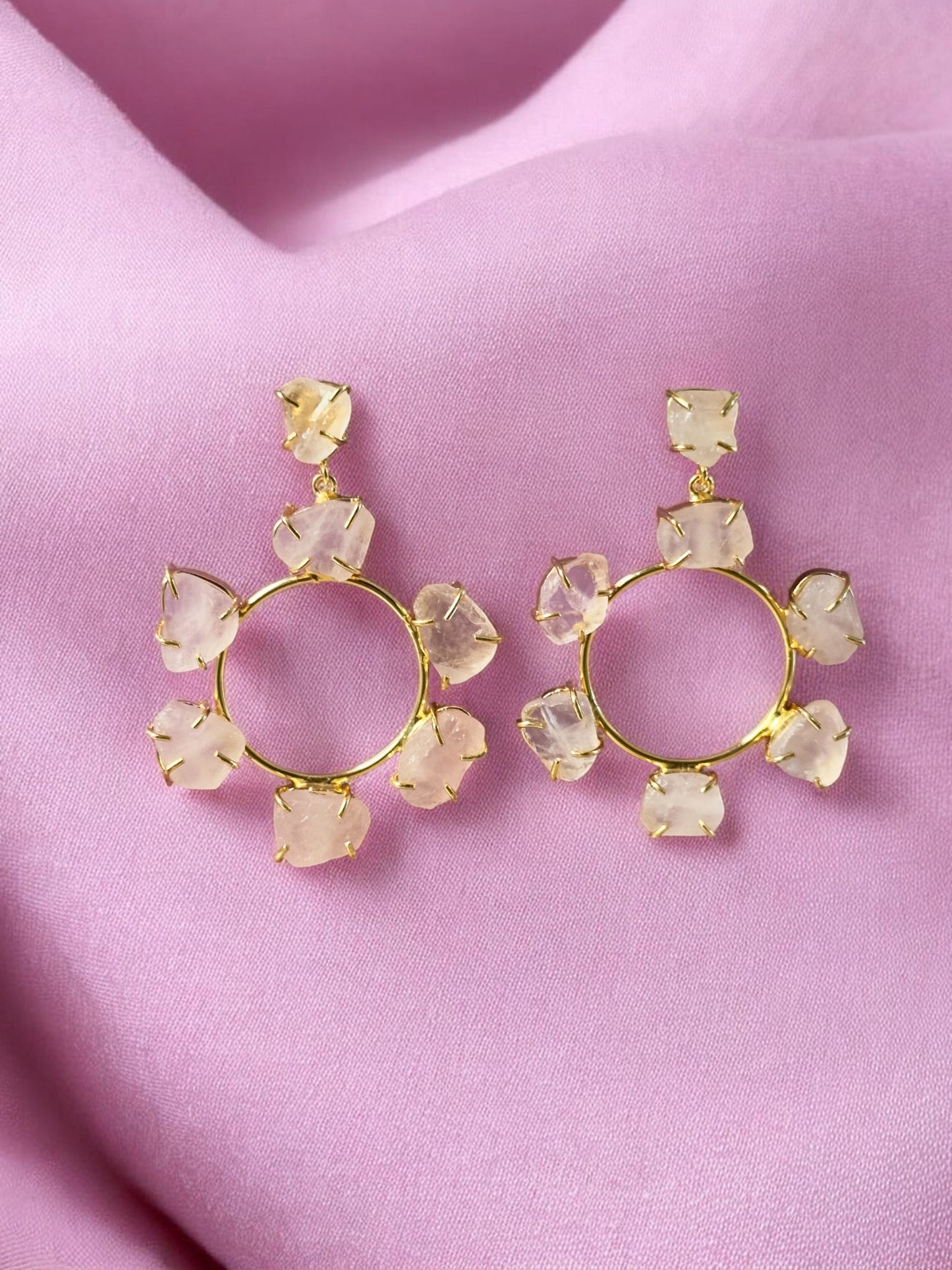 Pink Rose Quartz Chakra Dangler Earrings