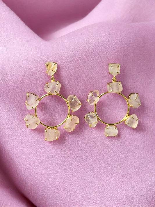 Pink Rose Quartz Chakra Dangler Earrings