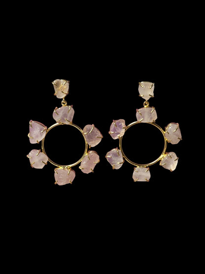 Pink Rose Quartz Chakra Dangler Earrings