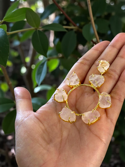 Pink Rose Quartz Chakra Dangler Earrings