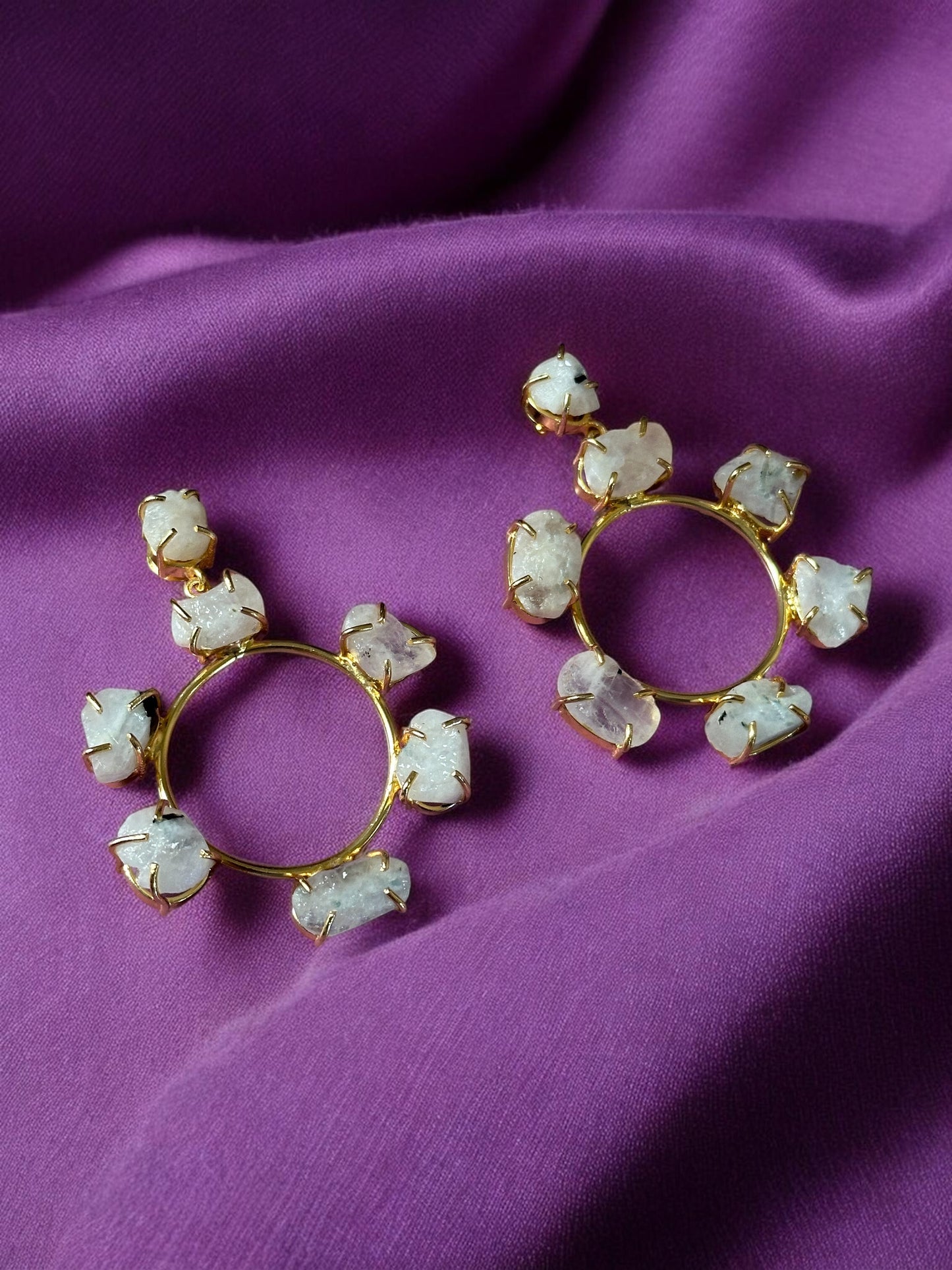 White Moonstone Chakra Dangler Earrings