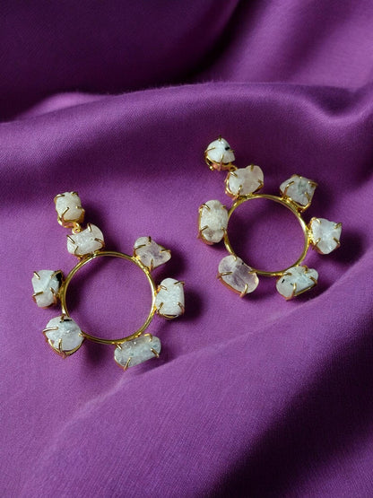 White Moonstone Chakra Dangler Earrings