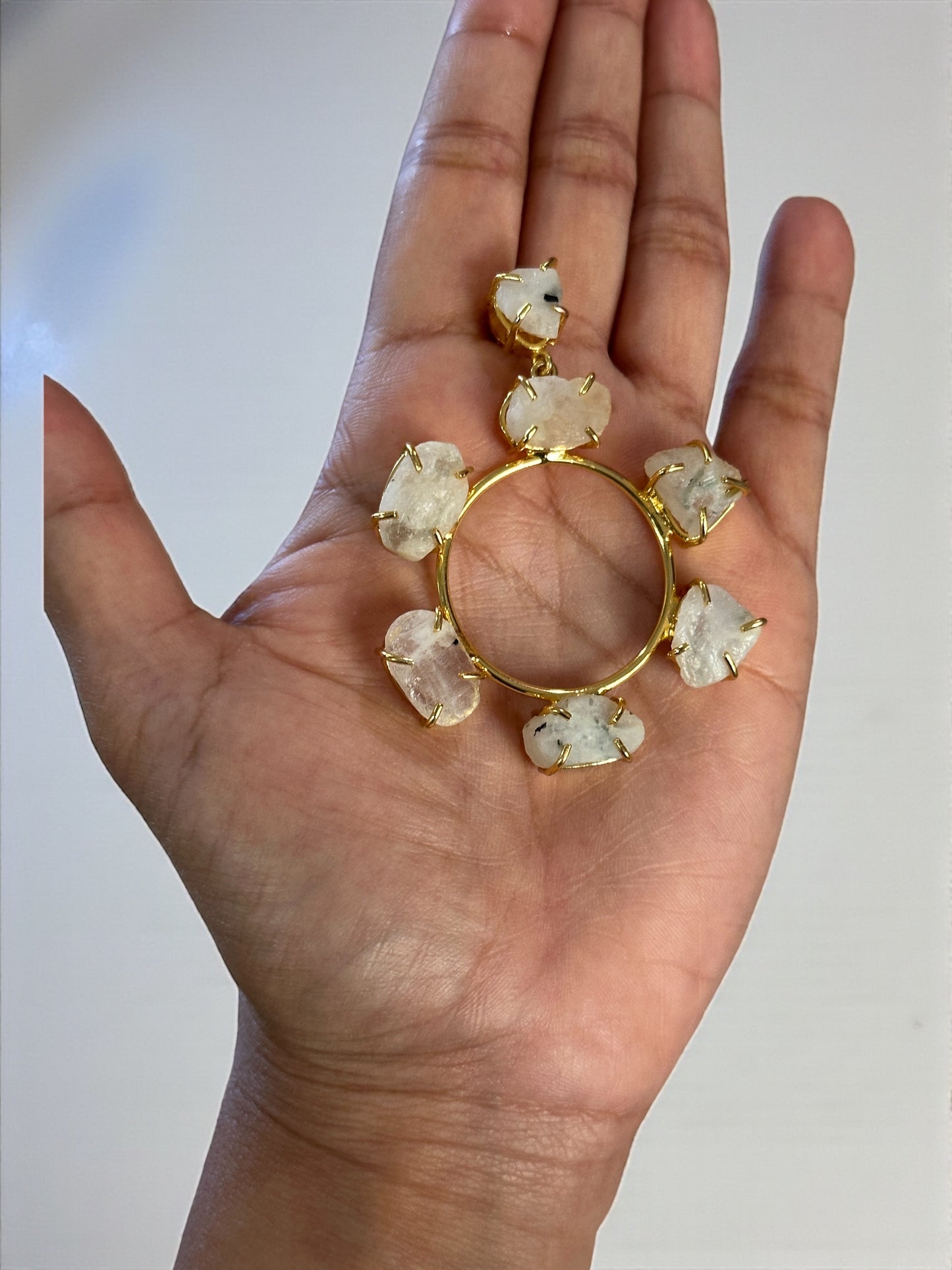 White Moonstone Chakra Dangler Earrings