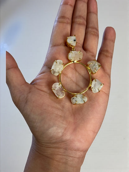 White Moonstone Chakra Dangler Earrings