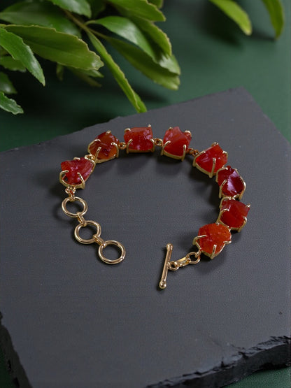 Dark Orange Carnelion Stone Saisha Bracelet