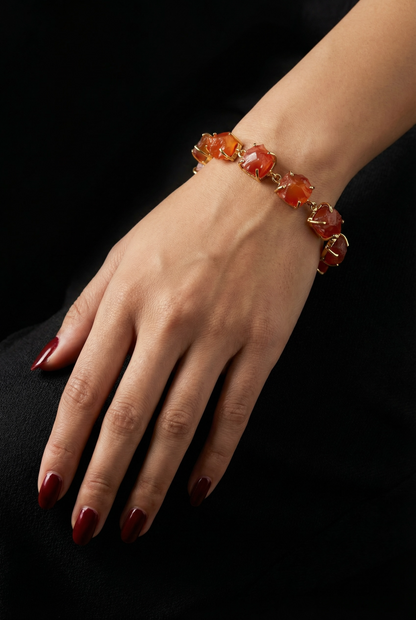 Dark Orange Carnelion Stone Saisha Bracelet