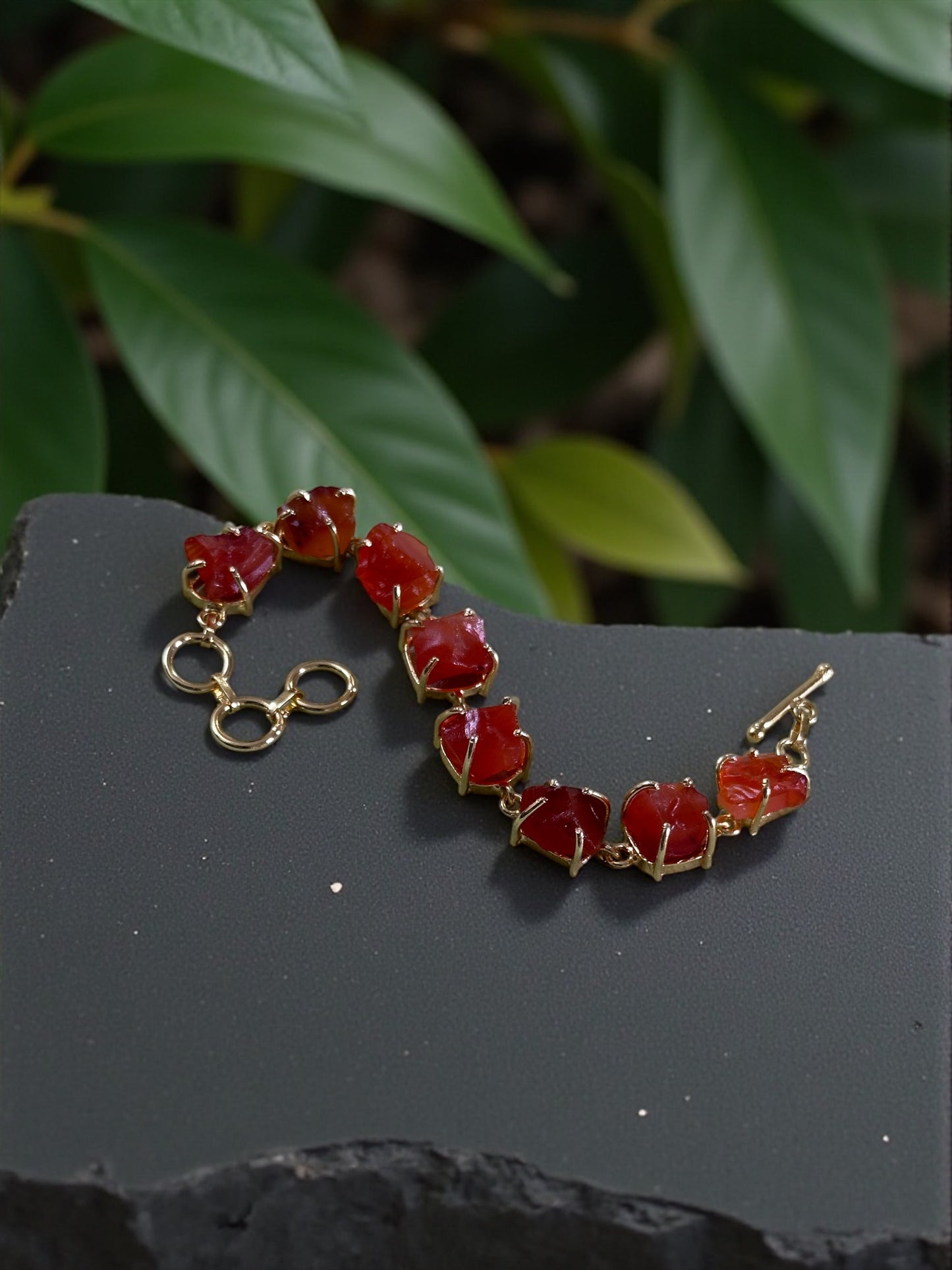 Dark Orange Carnelion Stone Saisha Bracelet